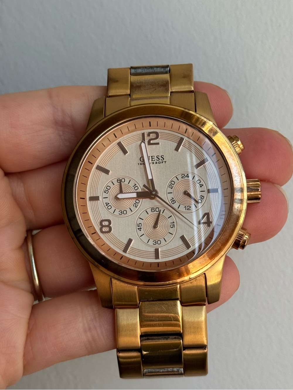 Guess Rose Gold Tone Men's Chronograph Bracelet Watch